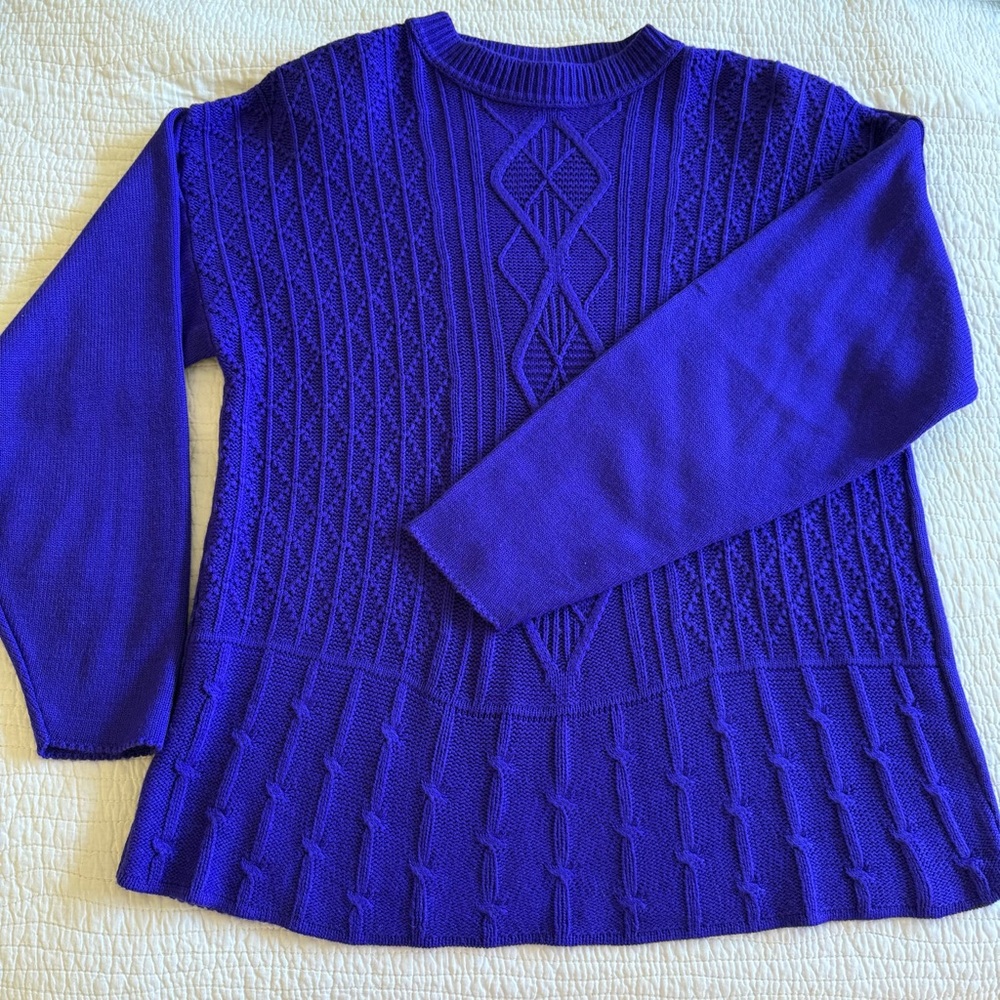 Vintage Modiano Cable Knit Sweater – Bold Purple